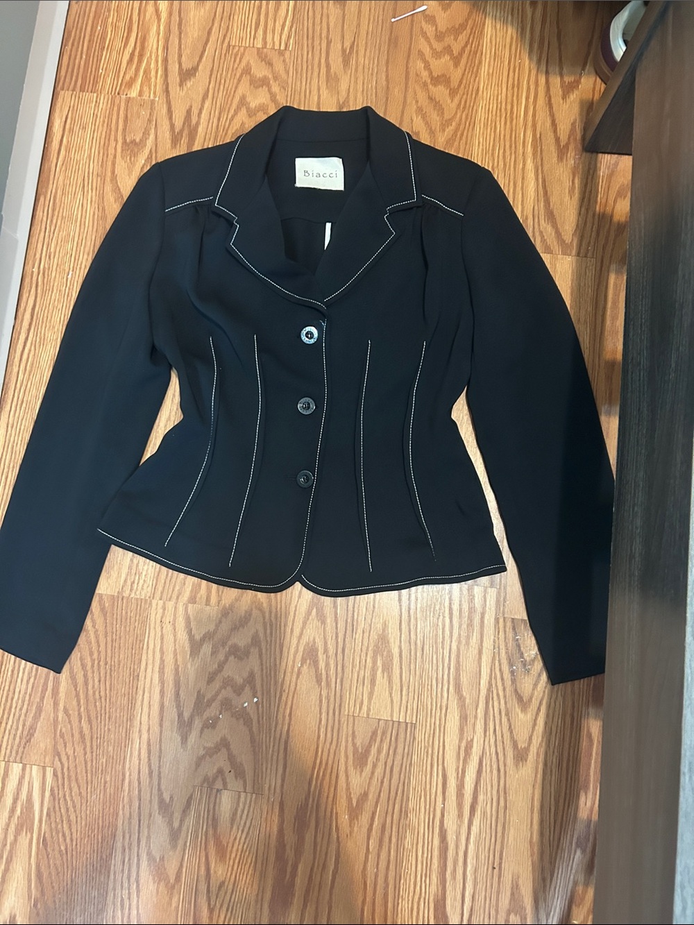 Biacci Black Tailored Women's Blazer with Contrast Stitching